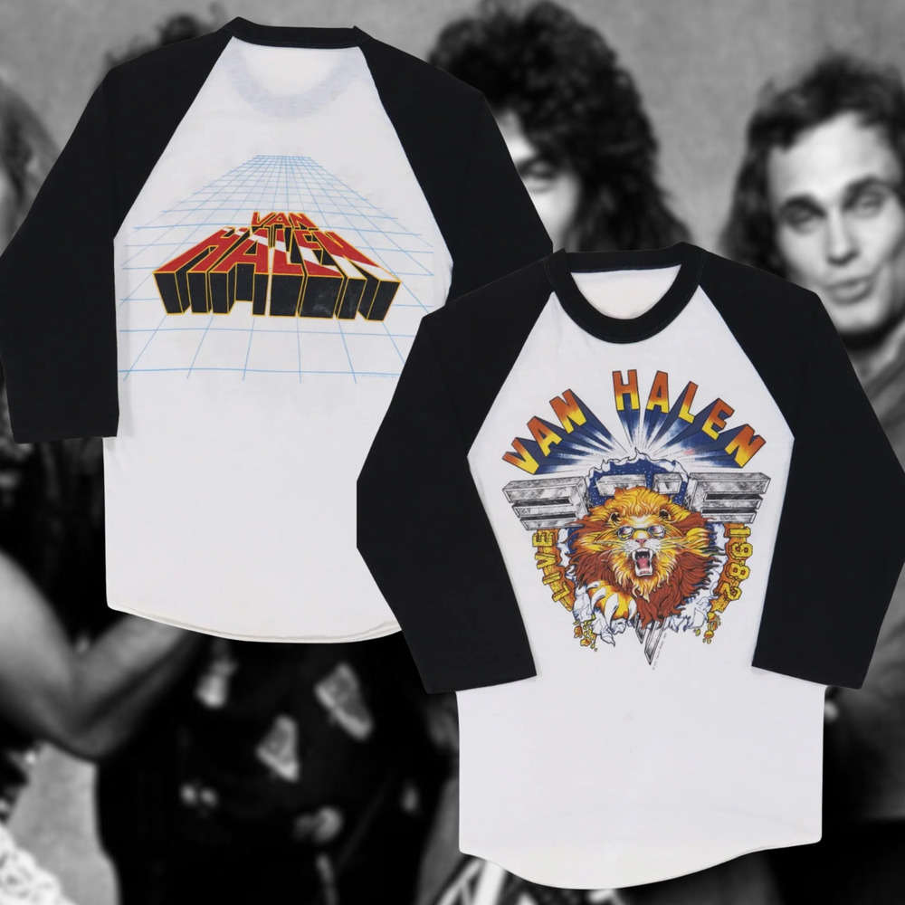Van Halen Tour Live 3/4 Sleeve Thin T Shirt Anvil Adult Size S Vintage 1982